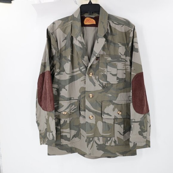 Tilden chore jacket men's Large camouflage Corduroy elbow patches pockets field